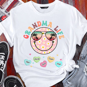 Personalized Grandma Life Beach Summer Smiley Face Vacation T-Shirt