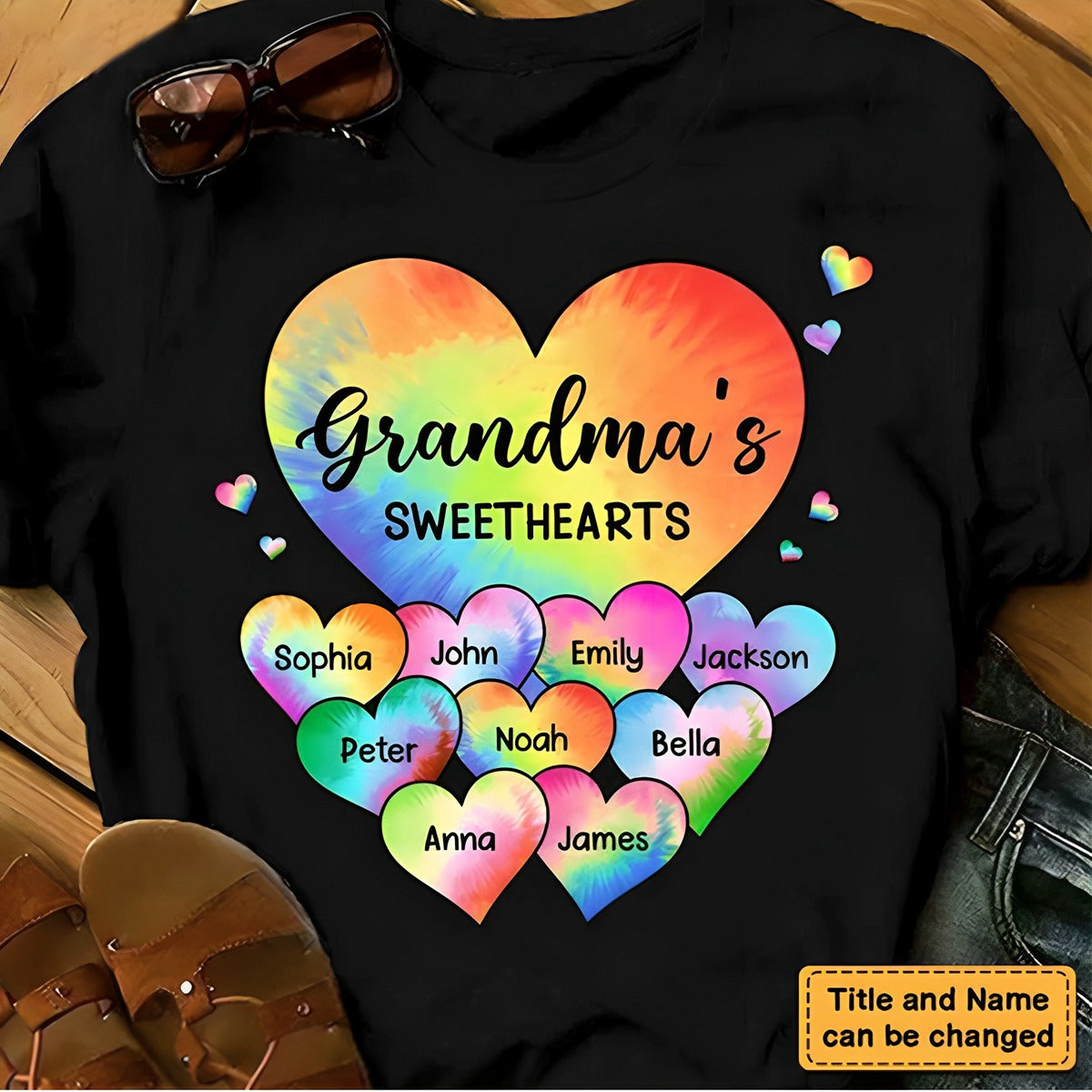 Grandma's Sweet Hearts Grandkids Tie Dye Shirt