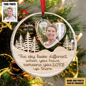 Family - Custom Photo The Sky Looks Different - Personalized Acrylic Circle Ornament