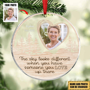 Family - Custom Photo The Sky Looks Different - Personalized Acrylic Circle Ornament
