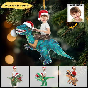 Cute Kid Xmas Dinosaur Flamingo Alien - Personalized Acrylic Photo Ornament