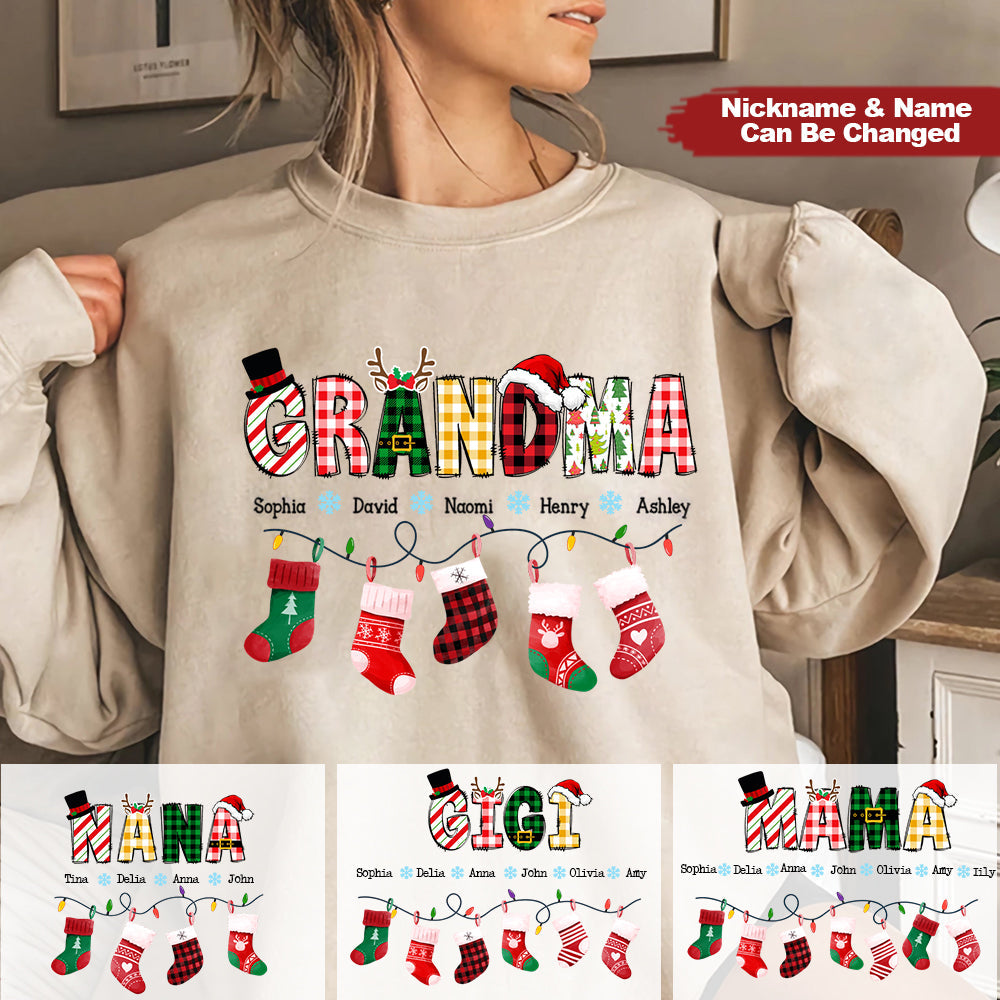 Gift For Grandma Christmas Socks Personalized Sweatshirt