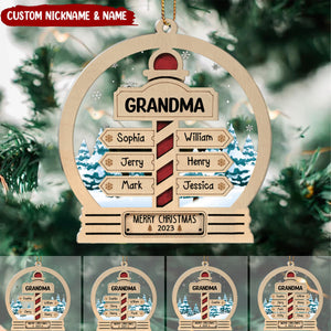 Family Sign With Grandkids Name Personalized  Acrylic Ornament Gift for Grandmas Moms Aunties