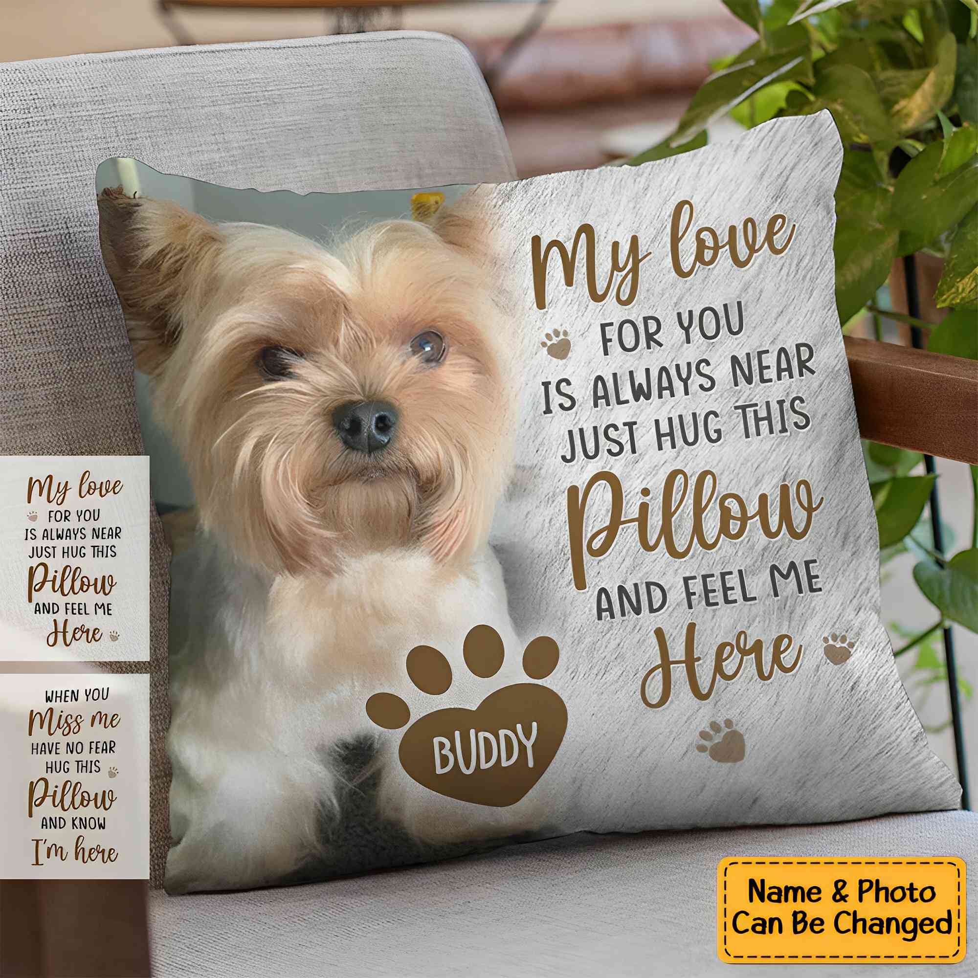 Custom Photo Just Hug This Pillow And Feel Me Here - Memorial Personalized Custom Pillow