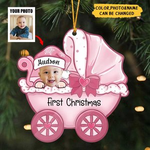 Personalized Photo Acrylic Ornament Gift For Baby - First Christmas