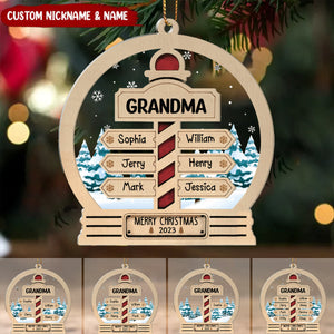 Family Sign With Grandkids Name Personalized  Acrylic Ornament Gift for Grandmas Moms Aunties