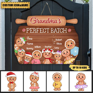 Grandma's Perfect Batch - Personalized Christmas Gift Door Sign