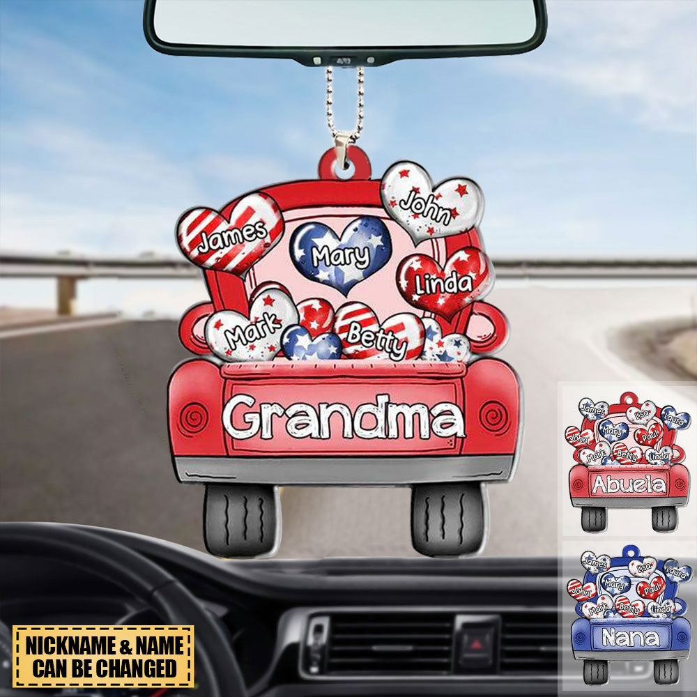 Personalized Nickname Grandma 4th of July Truck Loading Heart Ornament