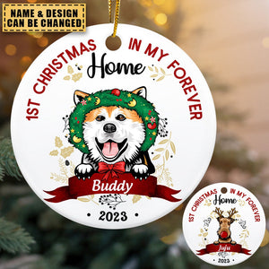 My First Christmas - Gift For Dog Owners - Personalized Custom Circle Ceramic Ornament