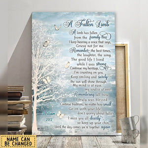 Personalized Memorial Canvas Wall Art For A Loss Of Ones A Fallen Limb