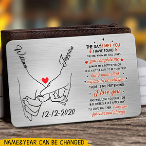 Custom Personalized Couple Wallet Aluminum Card - The Day I Met You