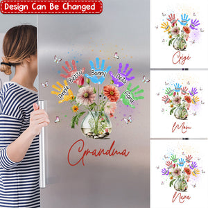 Grandma Flower Handprint Kids Personalized Sticker