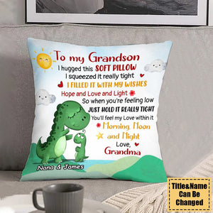 Dinosaur Grandson Hug This Personalized Pillow