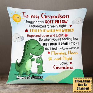 Dinosaur Grandson Hug This Personalized Pillow