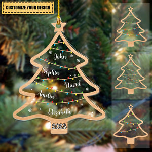 Wish You A Wonderful Christmas - Family Personalized Custom Ornament - Acrylic Custom Shaped