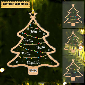 Wish You A Wonderful Christmas - Family Personalized Custom Ornament - Acrylic Custom Shaped