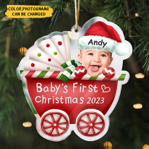 Personalized Transparent Christmas Ornament Custom Photo-My First Christmas 2023
