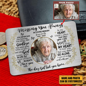 Missing You Always - Personalized Aluminum Photo Wallet Card