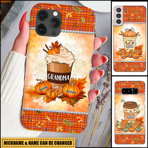 Grandma Mom Pumpkin Spice Latte Fall Season Personalized Phone Case