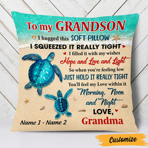 Personalized Turtle Grandson Hug This Pillowcase