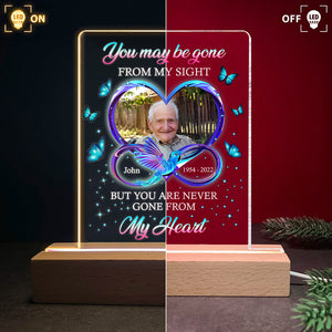 Personalized You Maybe Gone From My Sight Memorial 3D LED Light With Wooden Stand