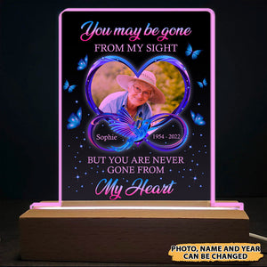 Personalized You Maybe Gone From My Sight Memorial 3D LED Light With Wooden Stand