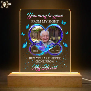 Personalized You Maybe Gone From My Sight Memorial 3D LED Light With Wooden Stand