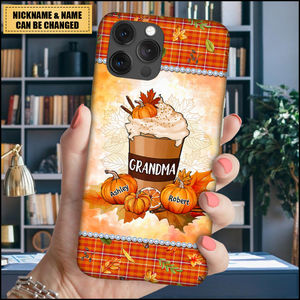 Grandma Mom Pumpkin Spice Latte Fall Season Personalized Phone Case