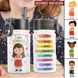 Kind Smart Loved - Personalized Kids Water Bottle With Straw Lid