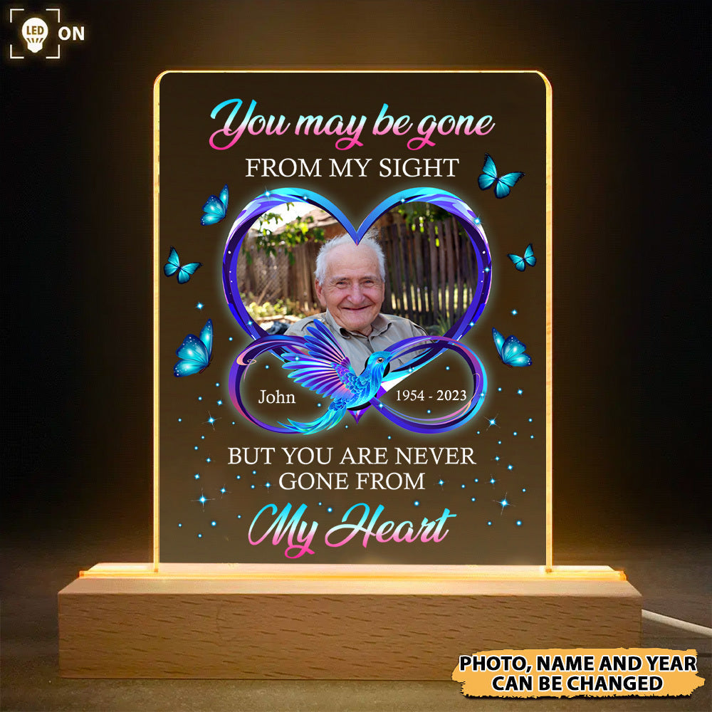 Personalized You Maybe Gone From My Sight Memorial 3D LED Light With Wooden Stand